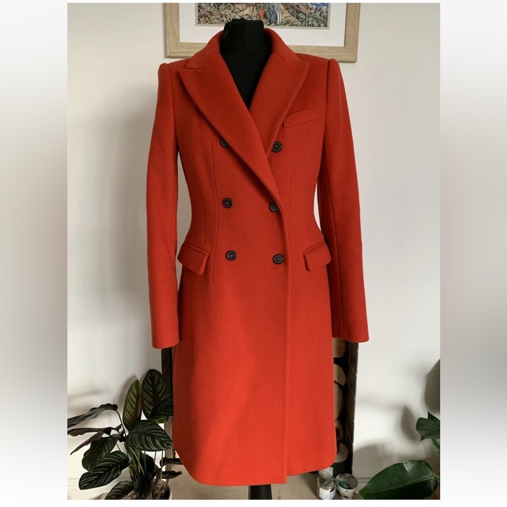 🌹Stunning ZARA Wool Blend Coat INTENSE RED Double Breasted - Size M🌹
